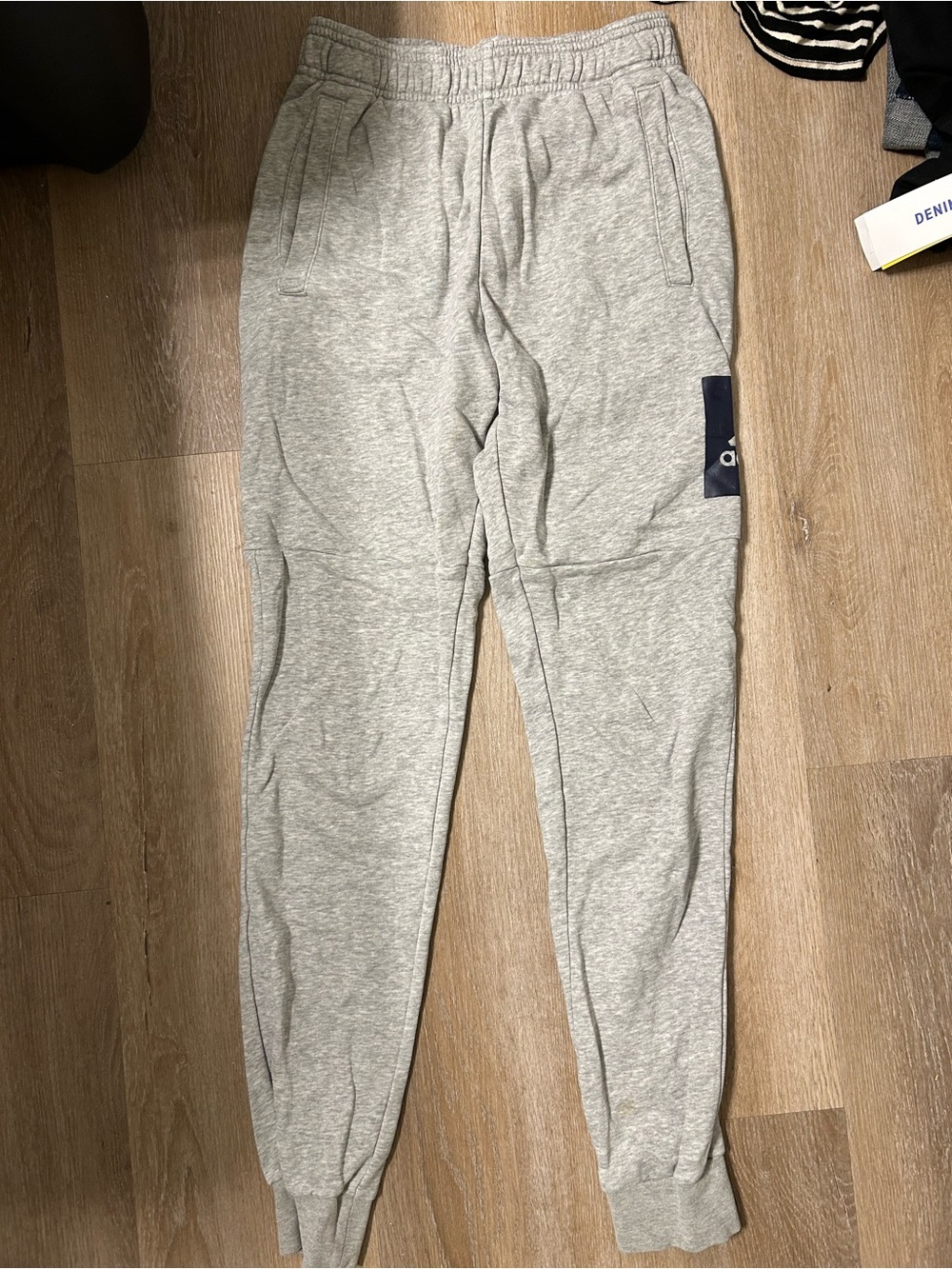 adidas Light Gray Sweat Joggers with Side Logo Patch